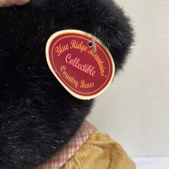 SKM Entreprises black teddy bear plush with corduroy dress vintage collectable. - Picture 2 of 12